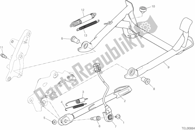Todas as partes de Suporte Lateral do Ducati Multistrada 1260 S Touring USA 2019